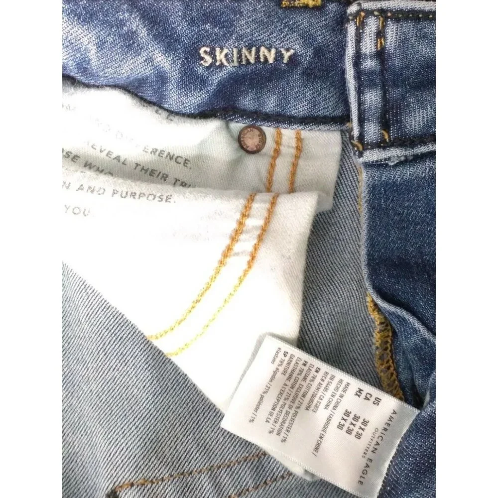 American Eagle Skinny Air flex+ Men’s Jean Size 30x30 Distressed - Picture 6 of 6